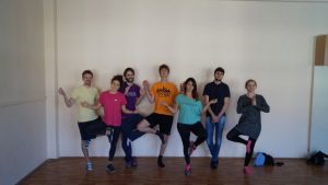 EVS volunteers doing yoga